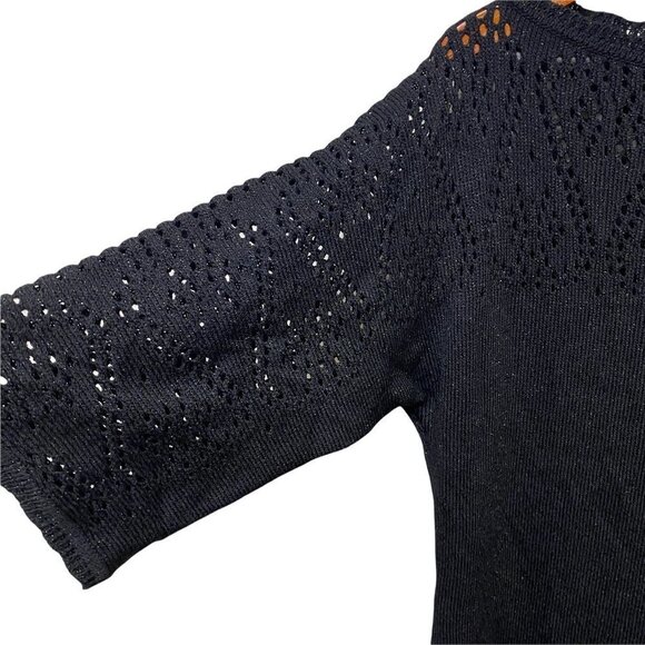 St. John Womens Black Crew Neck Knitted Mini Dress Sz 6 - Picture 4 of 9